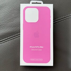 NEW Apple Silicone iPhone 16 Pro Max Case in Peony (Bright Pink)
